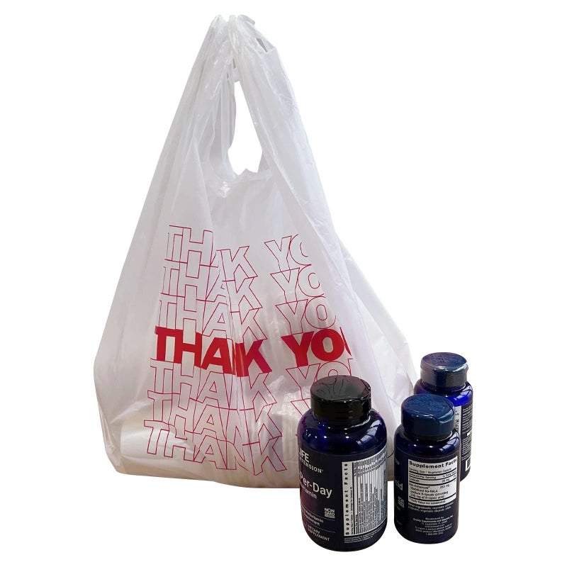 TashiBox 1000 Ct plastic bags/Shopping Bags/Thank You Bags/Reusable and Disposable Grocery Bags - Measures 11.5" X 6.25" X 21", 15mic, 0.6 Mil - Image 2