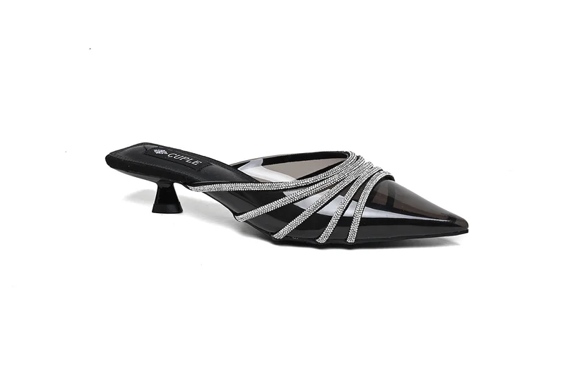 Cuple stylish evening embellished low heeled mule