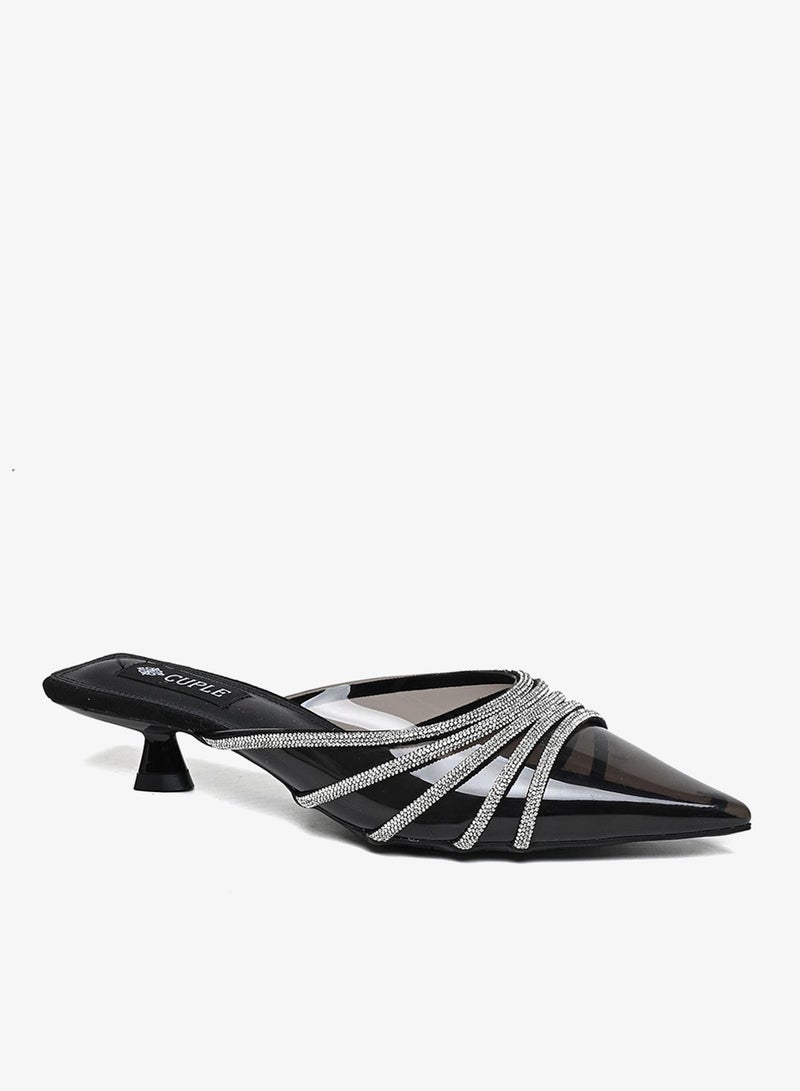 Cuple stylish evening embellished low heeled mule - Image 1