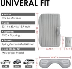 H HANUMANT ENTERPRISE Premium Car Inflatable Bed with Pump 2 Air PillowQuick Inflatable Back Seat BedCar Inflatable MattressCar Bed MattressCar Bed For KidsTravelTripsCampingPicnicPool BeachUniversal FitGrey  - Image 5