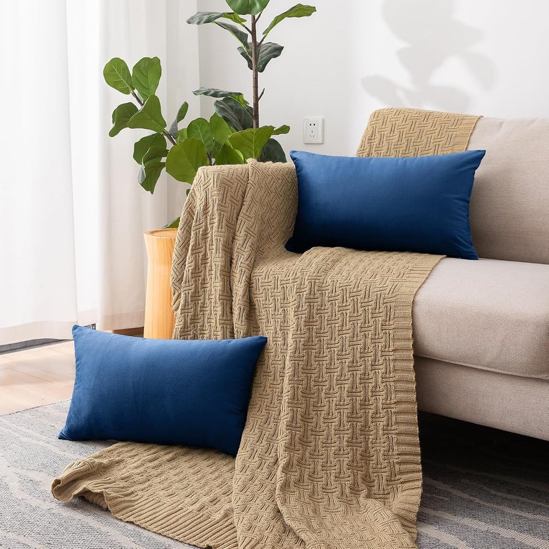 NiNi ALL Decorative Throw Pillow Covers Velvet 20x30 Inch Pack of 2 Blue Cushion Covers Soft for Couch Sofa Bedroom Living Room Outdoor - Image 2