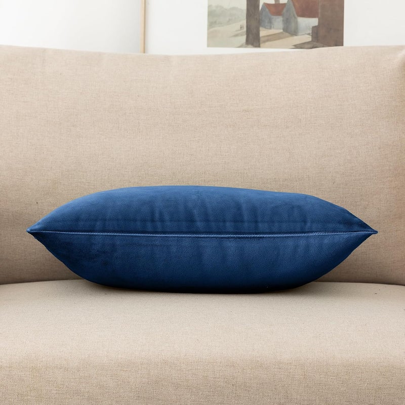 NiNi ALL Decorative Throw Pillow Covers Velvet 20x30 Inch Pack of 2 Blue Cushion Covers Soft for Couch Sofa Bedroom Living Room Outdoor - Image 3