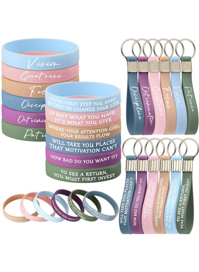 سوريو 24 قطعة تحفيزية سوار معصم من السيليكون المطاط ملهمة المفاتيح للموظفين المعلم طالب (لون جديد) - Image 1