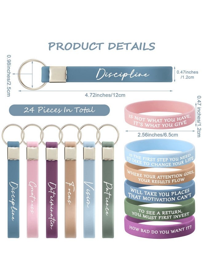 سوريو 24 قطعة تحفيزية سوار معصم من السيليكون المطاط ملهمة المفاتيح للموظفين المعلم طالب (لون جديد) - Image 2