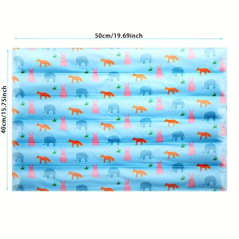 Pet Cooling Mat Blue Rabbit Ice Pad 15.75x19.69 Inch Summer Bed for Dogs Cats Durable Rectangular Pets Sleeping Pad - Image 2