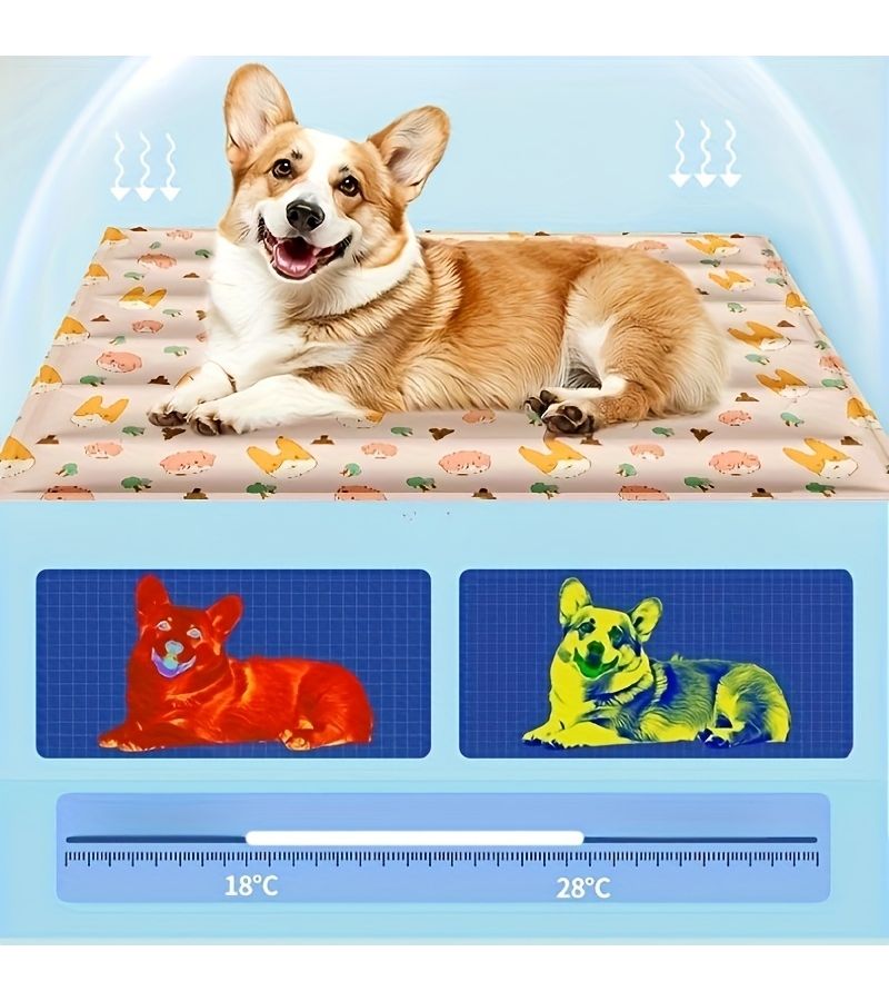 Pet Cooling Mat Blue Rabbit Ice Pad 15.75x19.69 Inch Summer Bed for Dogs Cats Durable Rectangular Pets Sleeping Pad - Image 5