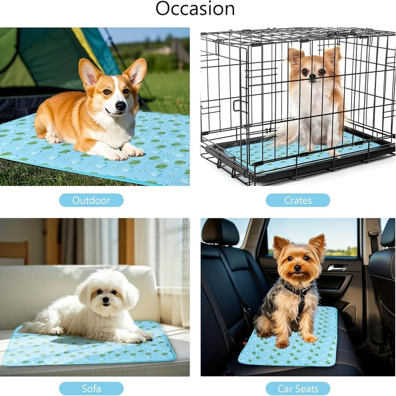 Pet Cooling Mat Blue Rabbit Ice Pad 15.75x19.69 Inch Summer Bed for Dogs Cats Durable Rectangular Pets Sleeping Pad - Image 4