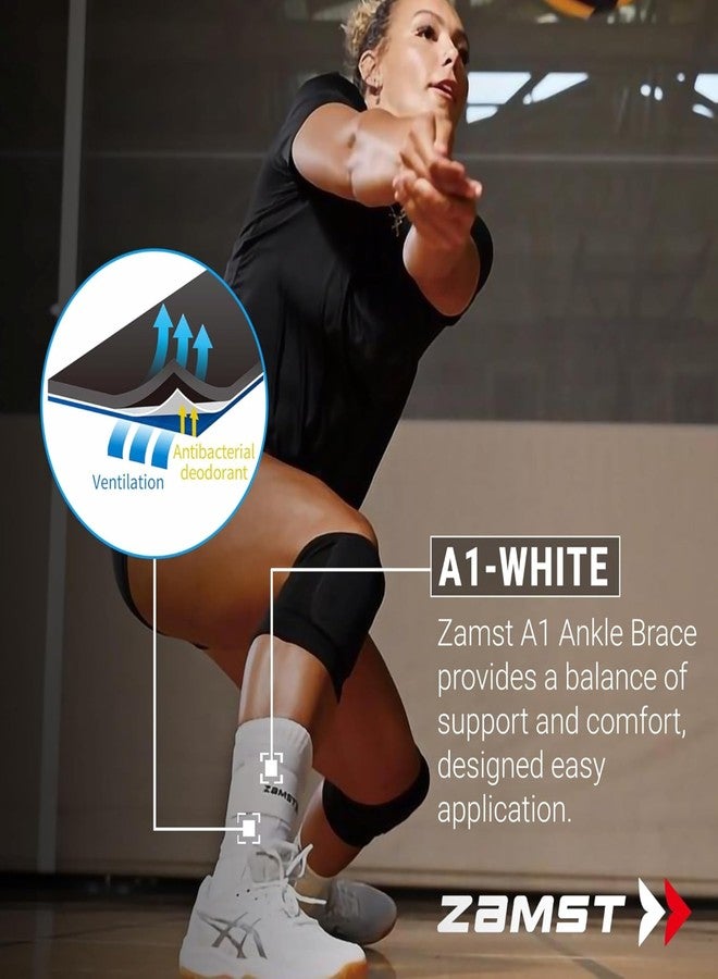 Zamst A1 White Ankle Brace for Sports - Breathable Sports Ankle Support for Men and Women with Adjustable Three Way Straps for Moderate Lateral Ankle Sprain - Right, Medium - Image 2