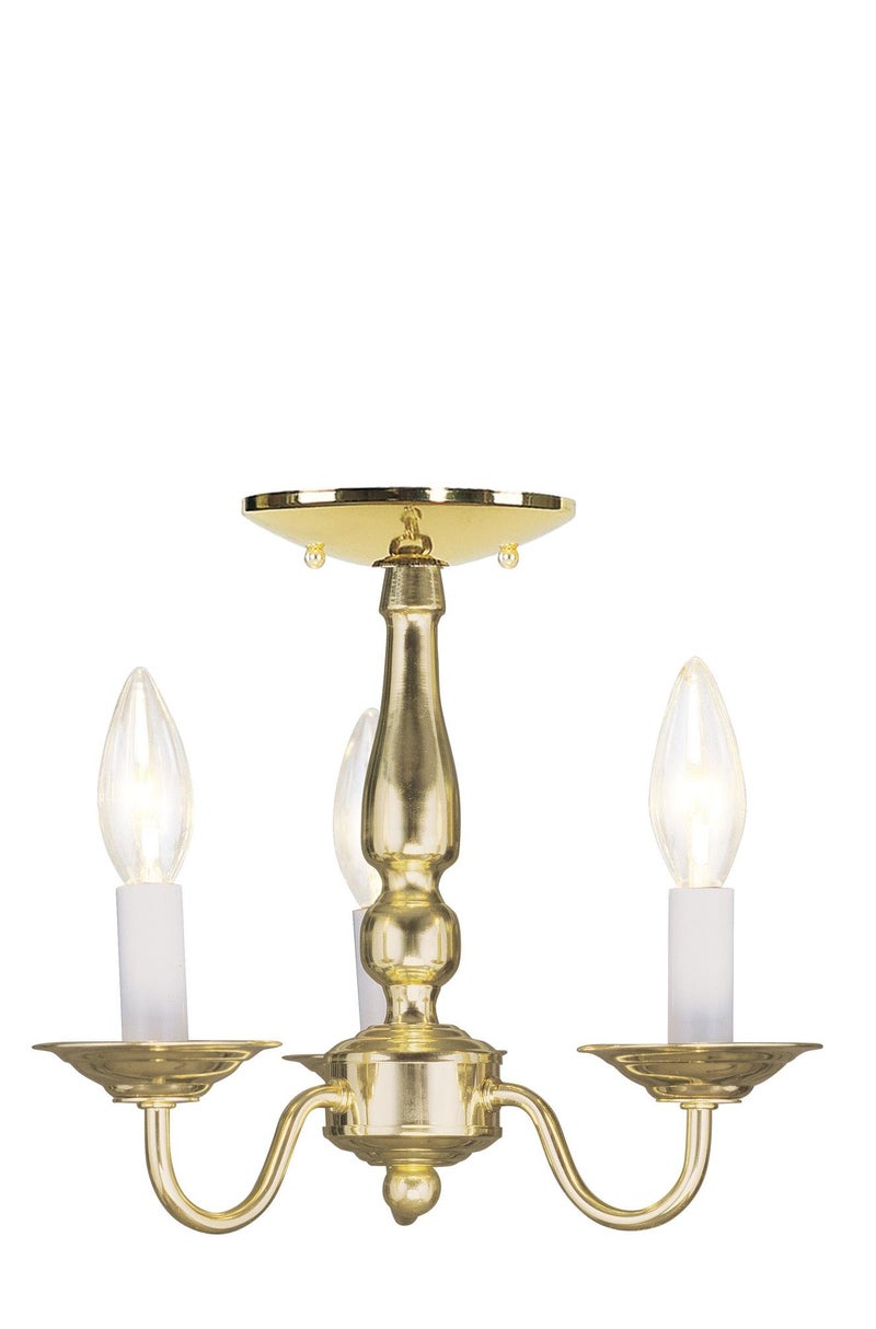 Livex Lighting 5009-02 Williamsburgh 3-Light Convertible Hanging Lantern/Ceiling Mount, Polished Brass - Image 2