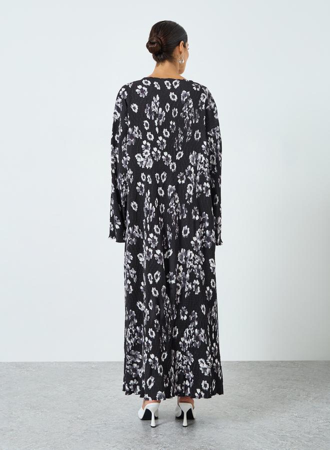 Take Two Women Floral Printed Long Sleeve Abaya - Image 4