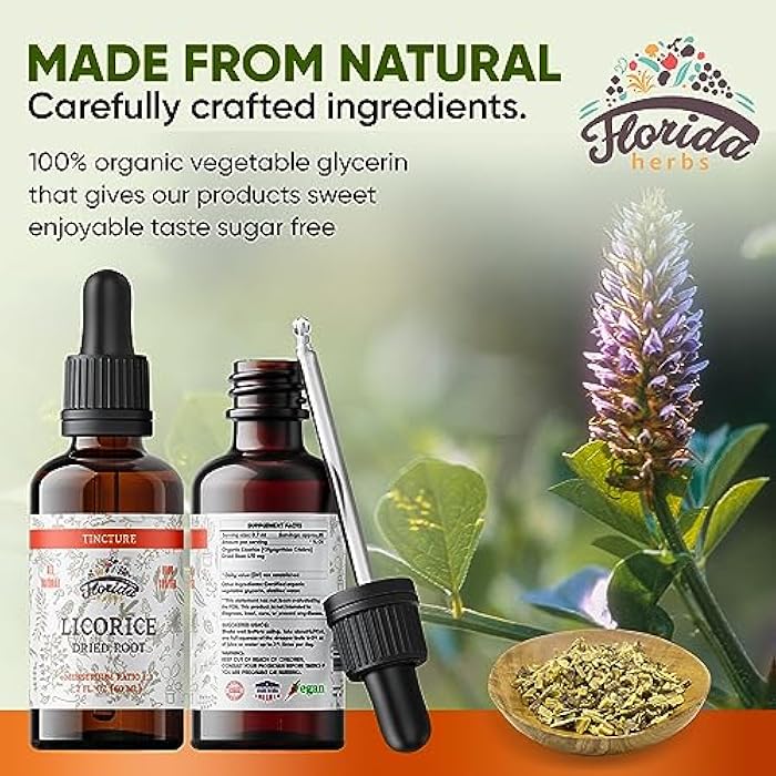 FLORIDA HERBS Licorice Tincture, Organic Licorice Extract (Glycyrrhiza Glabra) Dried Root, Herbal Supplement, Non-GMO in Cold-Pressed Organic Vegetable Glycerin 2 oz, 670 mg - Image 3