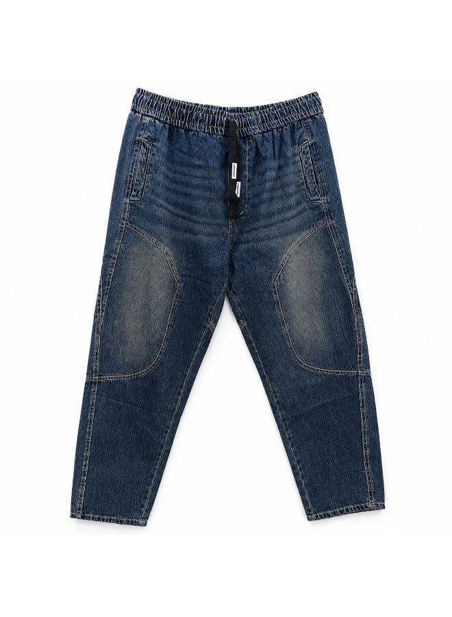 Men’s Casual Denim Jogger Pants with Elastic Waist and Adjustable Drawstring, Relaxed Tapered Fit with Practical Pockets - Image 2