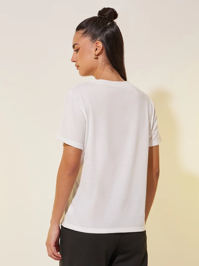 Take Two Take Two Slogan Print Round Neck T-Shirt