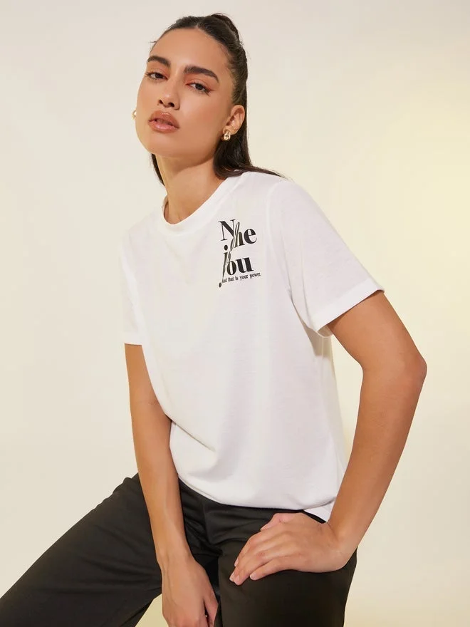 Take Two Take Two Slogan Print Round Neck T-Shirt