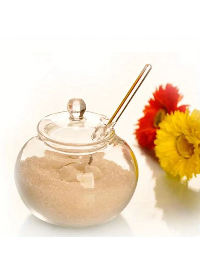 Clear Glass Jar With Lid And Spoon For Sugar Spices And Candy Storage - Image 3