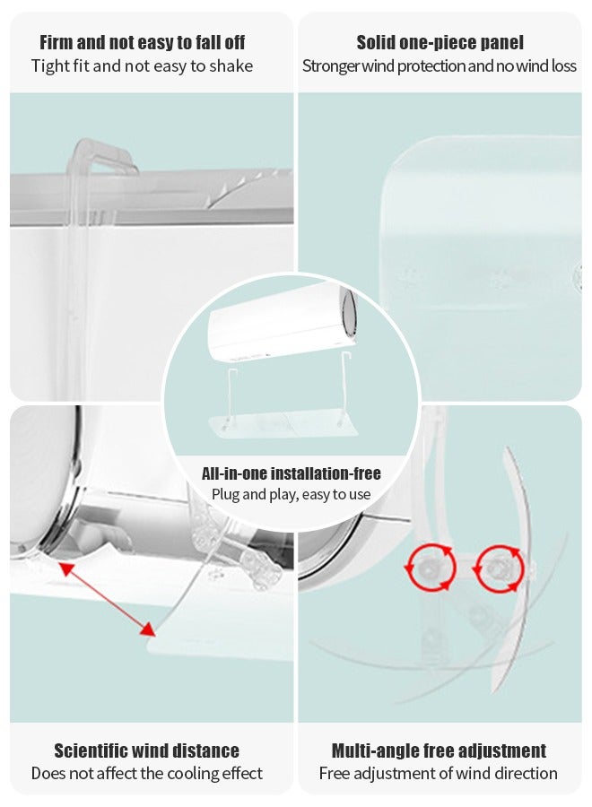 Split AC air Deflector Air Conditioner Deflector Adjustable Punch-free Anti Direct Blowing Outlet Air Baffle Windshield for Home Split Air Conditioner(transparent) - Image 2