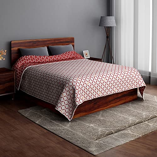 Sleepyhead Honeycomb - 120 GSM Pure Cotton Reversible Dohar AC Blanket | Double (84″×88″) Maroon & White | Soft, Lightweight Year-Round Comfort - Image 2