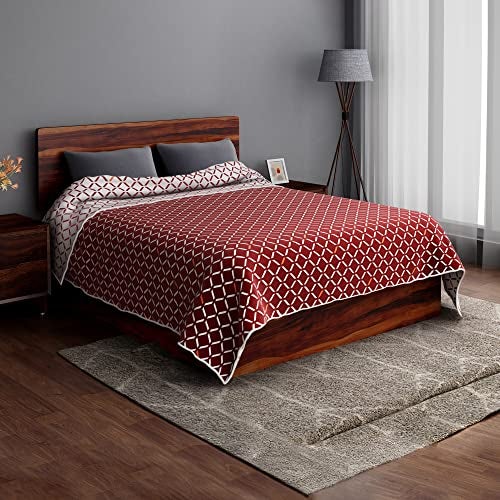 Sleepyhead Honeycomb - 120 GSM Pure Cotton Reversible Dohar AC Blanket | Double (84″×88″) Maroon & White | Soft, Lightweight Year-Round Comfort - Image 1