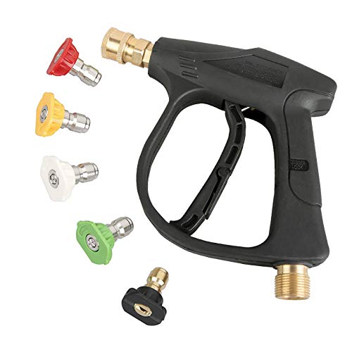 Sooprinse High Pressure Washer Gun,3000 PSI Max with 5 color quick connect Nozzles M22-14 hose connector 3.0 TIP - Image 1