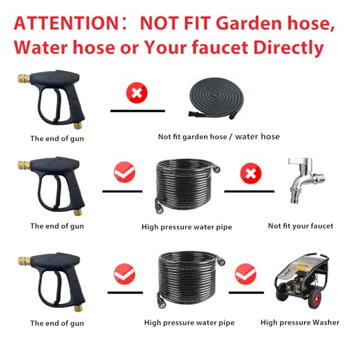 Sooprinse High Pressure Washer Gun,3000 PSI Max with 5 color quick connect Nozzles M22-14 hose connector 3.0 TIP - Image 2
