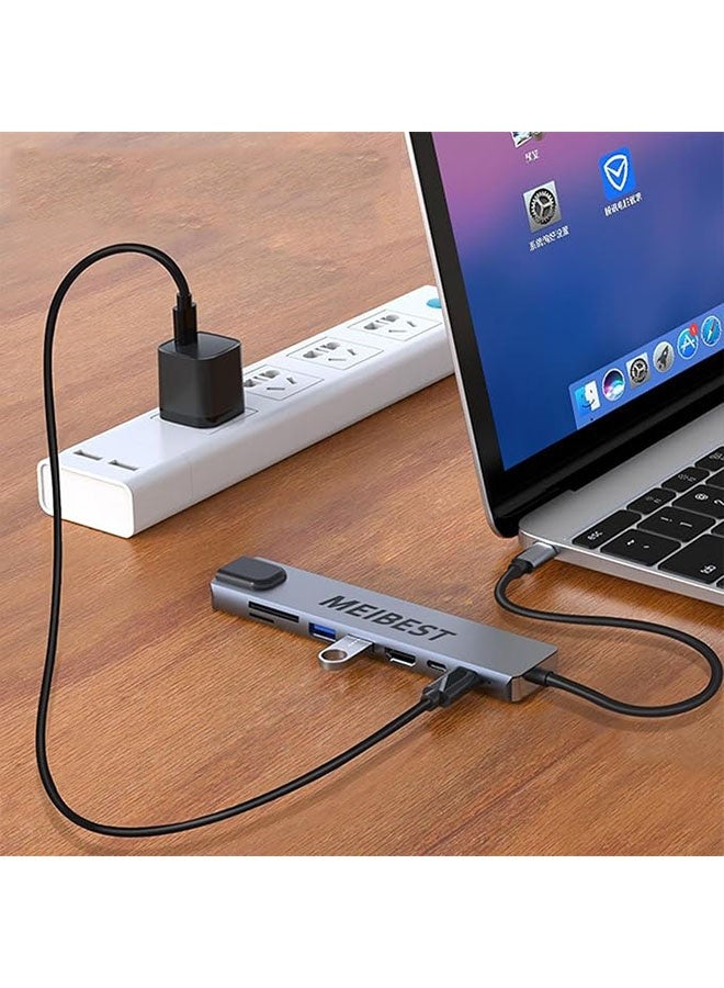 8-in-1 Multiport Dock USB C Hub Adapter, Ethernet HDMI 4K Card Reader, PD Charging Port Compatible with MacBook Pro/Air and Type C Windows Laptop - Image 4