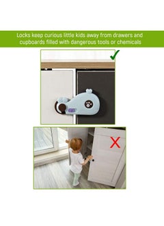 Safe-O-Kid 4 Drawer Cabinet Lockschild Safety For Chesters Almiras Baby Proofingindoor Safety Whale Shaped Blue Pack Of 4  - Image 4