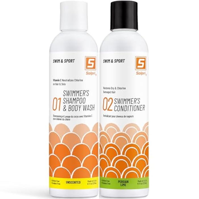 Solpri Swimmers Chlorine Vitamin C Swim Shampoo Body Wash with Pre & Post Swim Conditioner (16 Fl Oz Total) - Image 1
