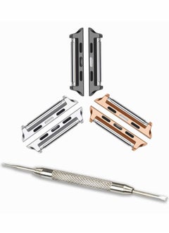 Watch Strap Connector Compatible with Apple Watch Band with Replacement Tool, Stainless Steel Adapter Replaceable Metal Connection Adapter Connection Watch Strap , Three Colors (3 Pack)