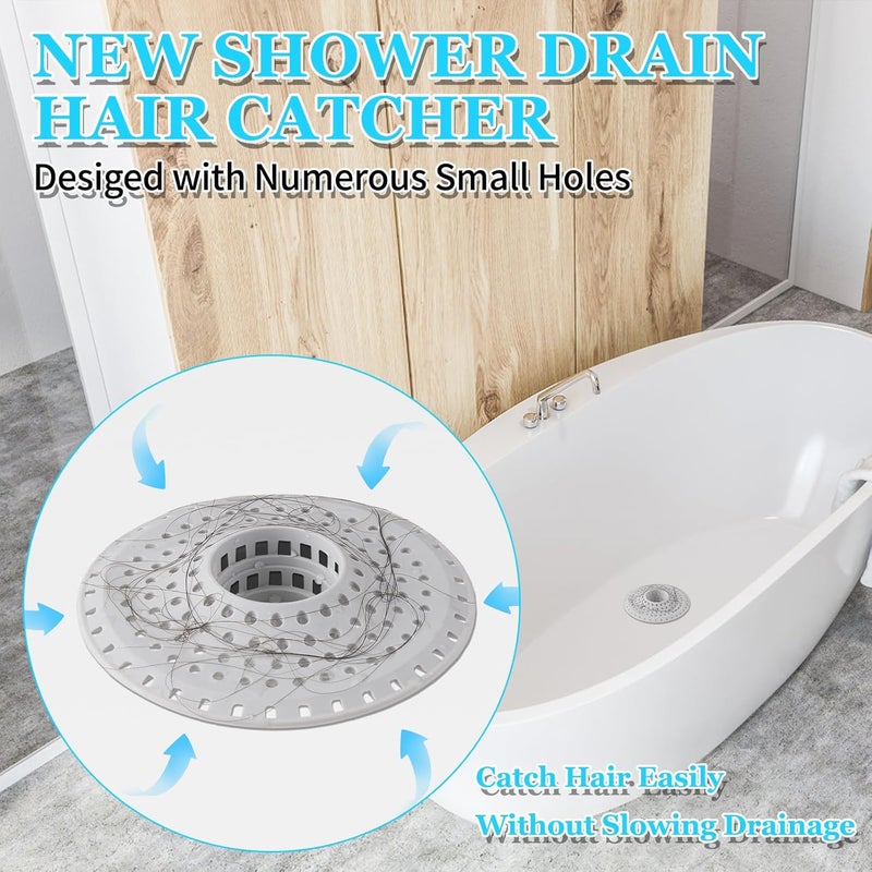 Aluvor Bathtub Drain Hair Catcher,Silicone Tub Hair Catcher Drain Protector,All-in-one Shower Hair Drain Catcher Strainer for 1.48'' to 1.76'' Regular Drains, 3PCS(Patent Pending) - Image 2