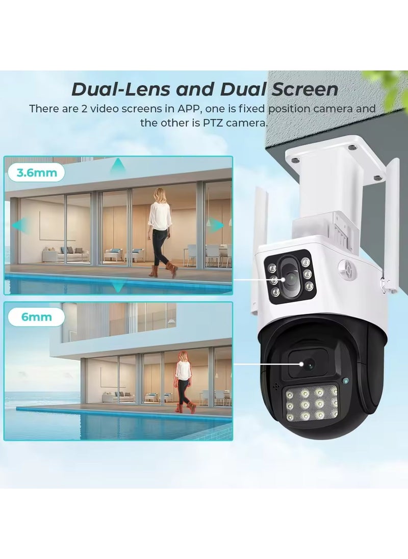 Generic Dual Lens Outdoor Wifi Ptz Webcam Smart Home Pan Tilt 360Degree Wireless Security Ip Camera With Siren Colourful Night Vision  - Image 2