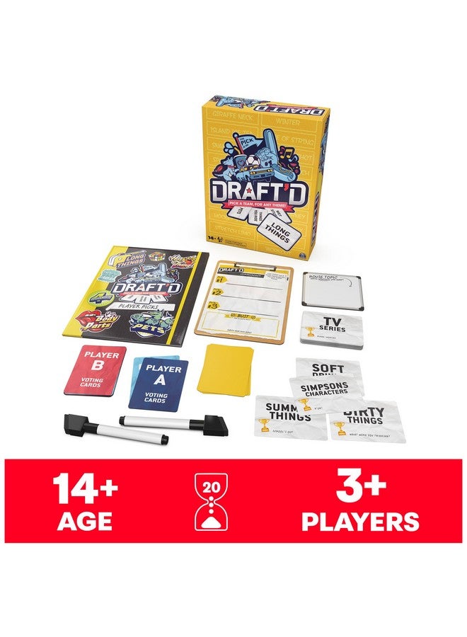 Spin Master Games, Draft’d, Competitive Drafting Party Game with Hilarious Prompts for College Nights, Football Watch Parties, Happy Hour Activity, for Teens & Adults, 3-5 Players, for Ages 14 & Up - Image 2