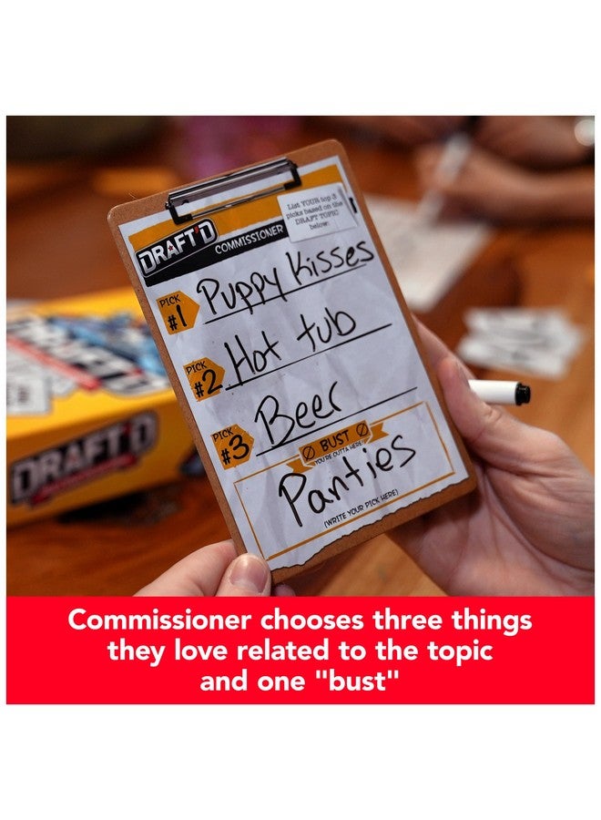 Spin Master Games, Draft’d, Competitive Drafting Party Game with Hilarious Prompts for College Nights, Football Watch Parties, Happy Hour Activity, for Teens & Adults, 3-5 Players, for Ages 14 & Up - Image 5