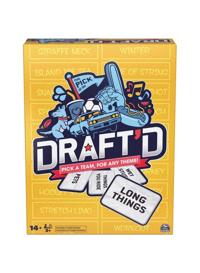 Spin Master Games, Draft’d, Competitive Drafting Party Game with Hilarious Prompts for College Nights, Football Watch Parties, Happy Hour Activity, for Teens & Adults, 3-5 Players, for Ages 14 & Up - Image 1