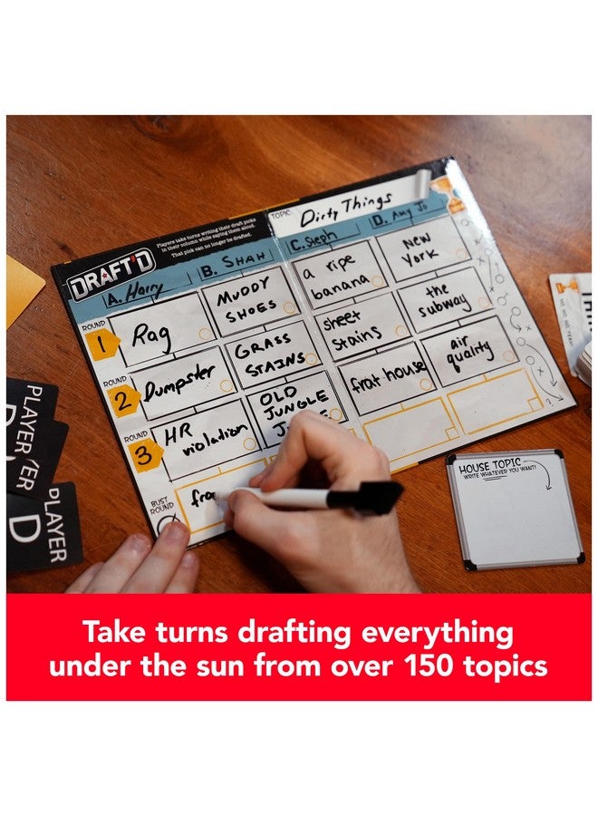 Spin Master Games, Draft’d, Competitive Drafting Party Game with Hilarious Prompts for College Nights, Football Watch Parties, Happy Hour Activity, for Teens & Adults, 3-5 Players, for Ages 14 & Up - Image 3