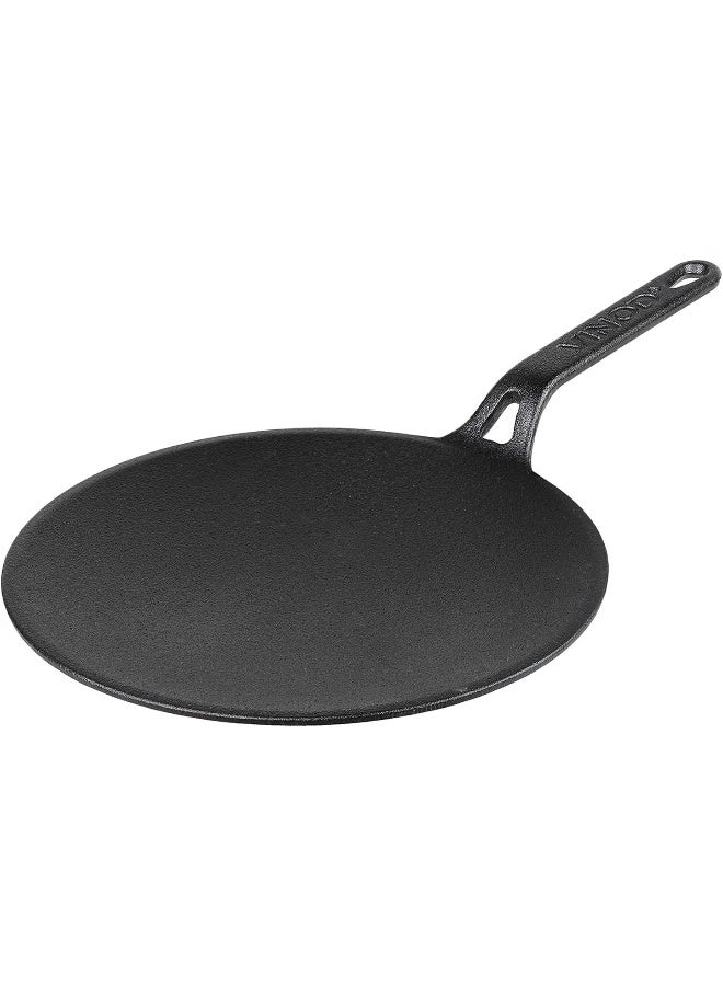 VINOD مقلاة روتي من الحديد الزهر مسبقة التتبيل من فينود ليجاسي، 26 سم، مناسبة للطبخ بالحث، سوداء - Image 1