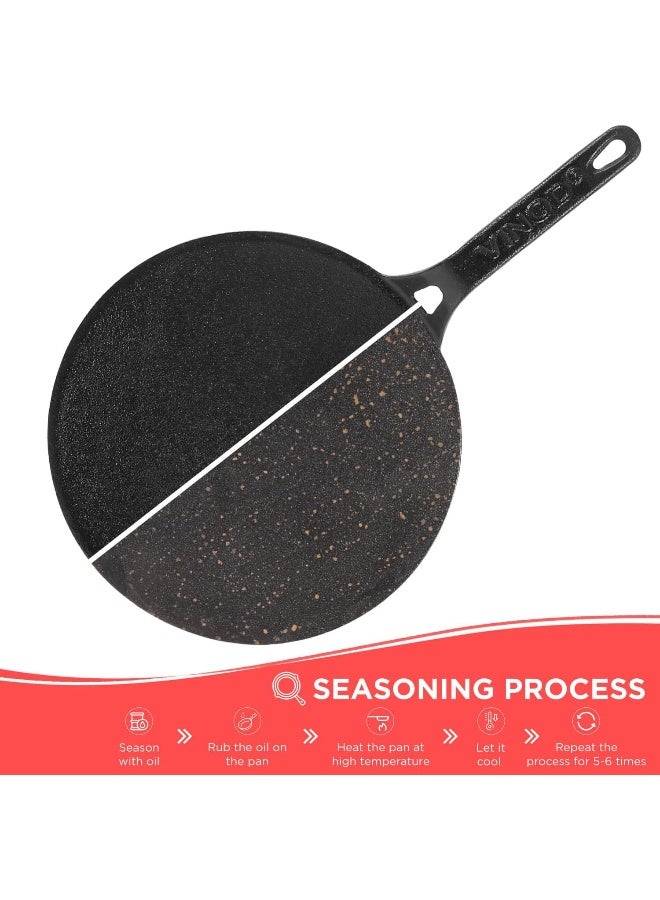 VINOD مقلاة روتي من الحديد الزهر مسبقة التتبيل من فينود ليجاسي، 26 سم، مناسبة للطبخ بالحث، سوداء - Image 4