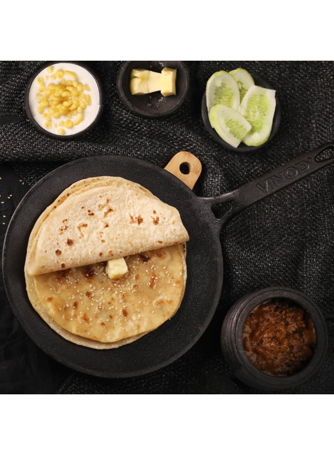 VINOD مقلاة روتي من الحديد الزهر مسبقة التتبيل من فينود ليجاسي، 26 سم، مناسبة للطبخ بالحث، سوداء - Image 2