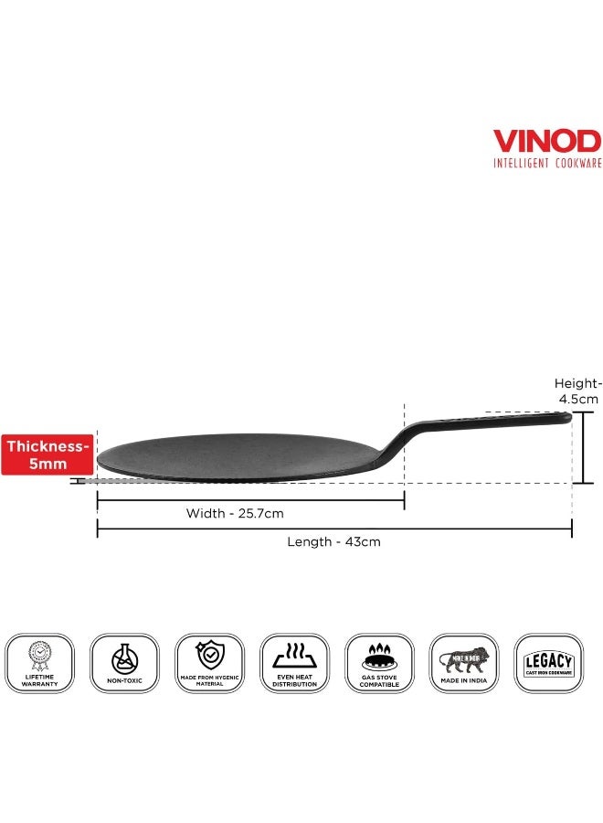 VINOD مقلاة روتي من الحديد الزهر مسبقة التتبيل من فينود ليجاسي، 26 سم، مناسبة للطبخ بالحث، سوداء - Image 5