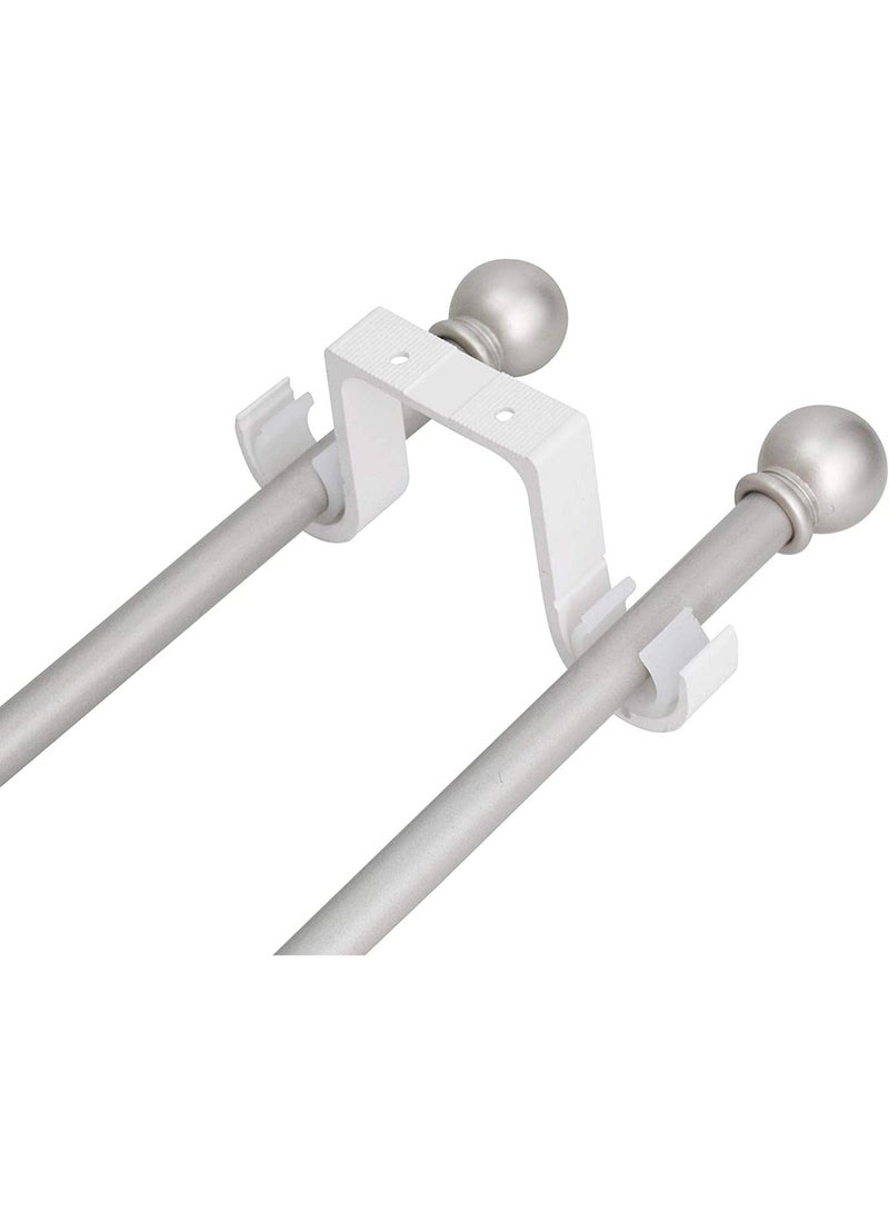 Bukela Curtain Rod Brackets 2 Pcs Double Curtain Rod Ceiling Holder with Heavy Duty Metal Curtain Pole Holder Ceiling Bothway Decorate for Multiple Style Curtain - Image 2