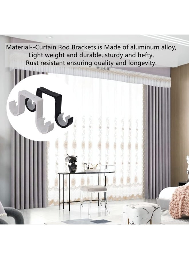 Bukela Curtain Rod Brackets 2 Pcs Double Curtain Rod Ceiling Holder with Heavy Duty Metal Curtain Pole Holder Ceiling Bothway Decorate for Multiple Style Curtain - Image 4