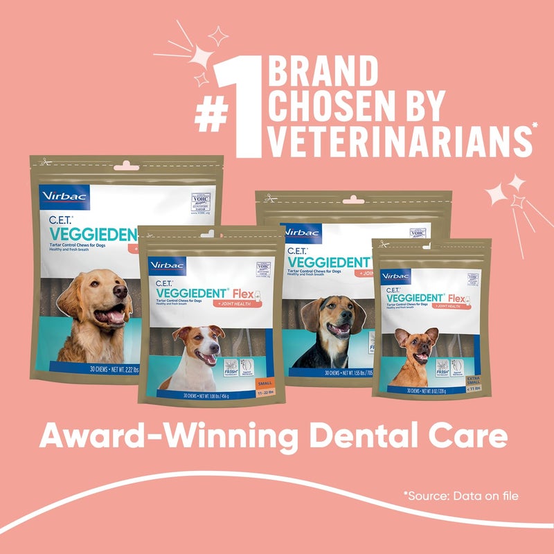 Virbac C.E.T. VEGGIEDENT Flex Tartar Control Chews for Dogs - Small - Image 2