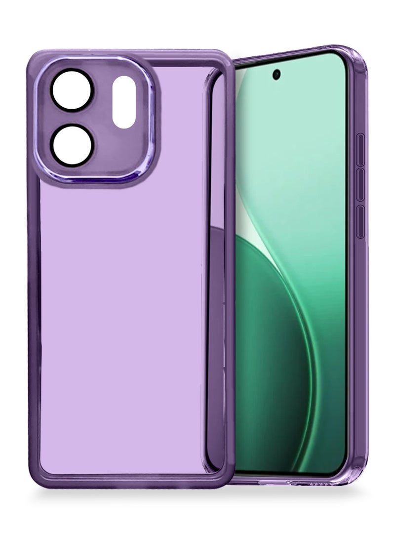 Wtech Oppo Reno14 F 5G 2025 Soft Transparent TPU Camera Lens Protection Silicone Ultra Thin Phone Stylish Electroplated Camera Border Back Case Cover - Eggplant Purple - Image 1
