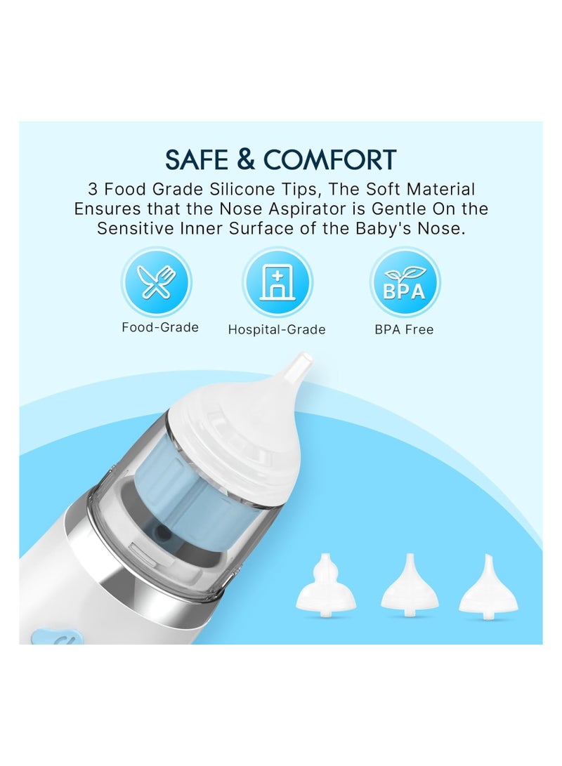 SOLARAE Electric Waterproof Nose Cleaner with 3 Silicone Tips, Rechargeable with 5 Suction Levels, Features Music & Light (Blue) for Effective Nasal Hygiene. - Image 2