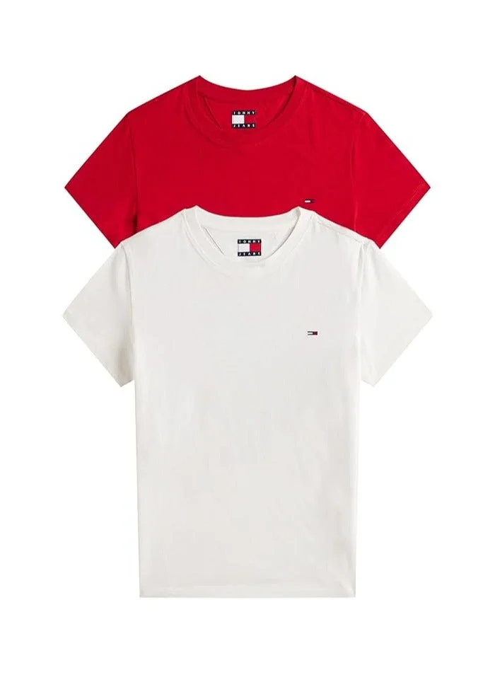 تومي جينز عبوتان من تي شيرت بياقة دائرية وشعار