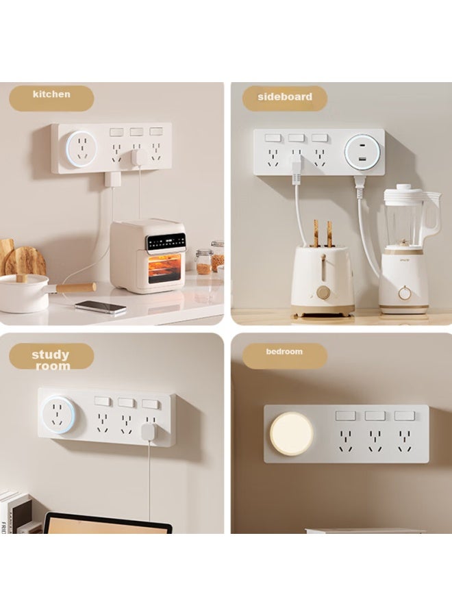 Oaks Aux 86-type Expandable Socket, Kitchen Extension Multi-functional Converter, Concealed Installation, Household With Switch, 21-slot Expansion To The Left + Three 16a White Sockets - Image 3