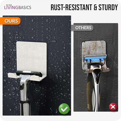 LIVINGBASICS Plastic 4 Pcs Hanging Hook/Adhesive Wall Hook/Razor Holder for Bathroom/Mobile, Loofah, Plug Holder/Multipurpose Wall Sticking Hooks - Image 2