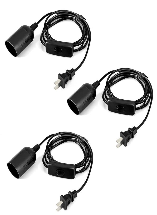 HESSION 3-Pack Hanging Lantern Cord, 5.9ft Lamp Cord - On/Off Switch - Pendant Hanging Light with Plug in Cord (Black) - Image 1