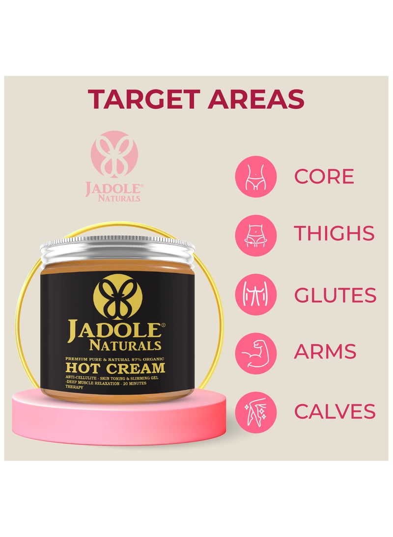 Jadole Naturals Hot Cream Anti Cellulite | Promote Skin Elasticity, Moisturize, Tones Hydrates & Soothes Skin, Antioxidant, Anti-aging, Promotes skin cell longevity - Image 3