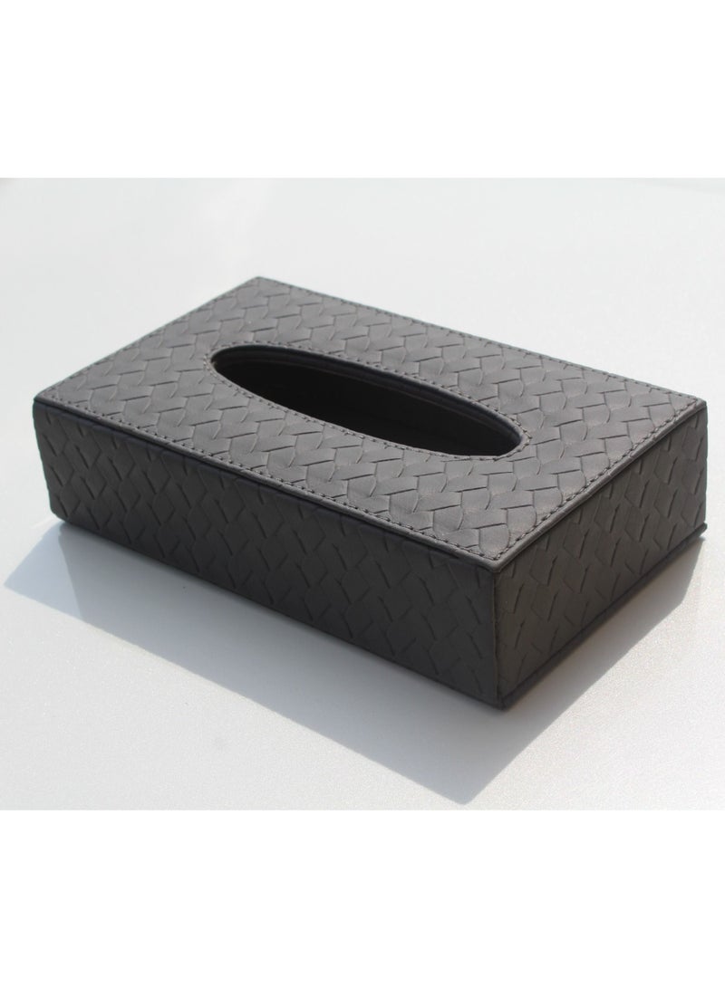 THREE SIXTY Faux Leather Tissue Box Black Color - Image 2