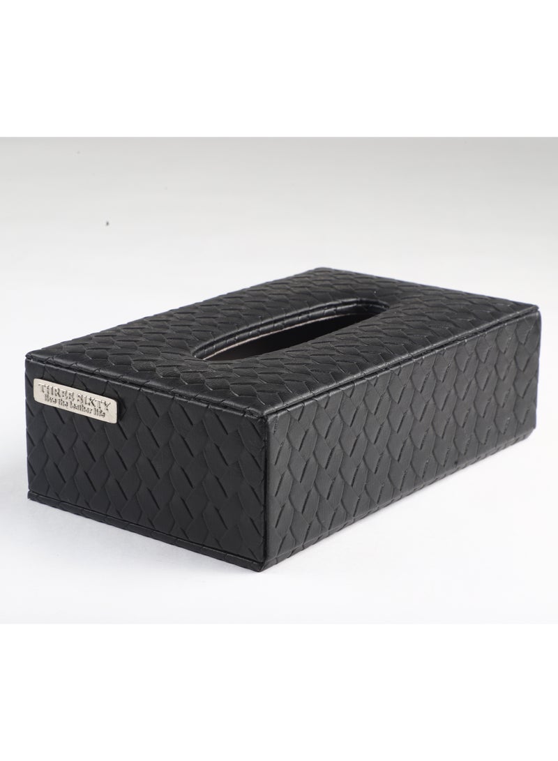 THREE SIXTY Faux Leather Tissue Box Black Color - Image 3